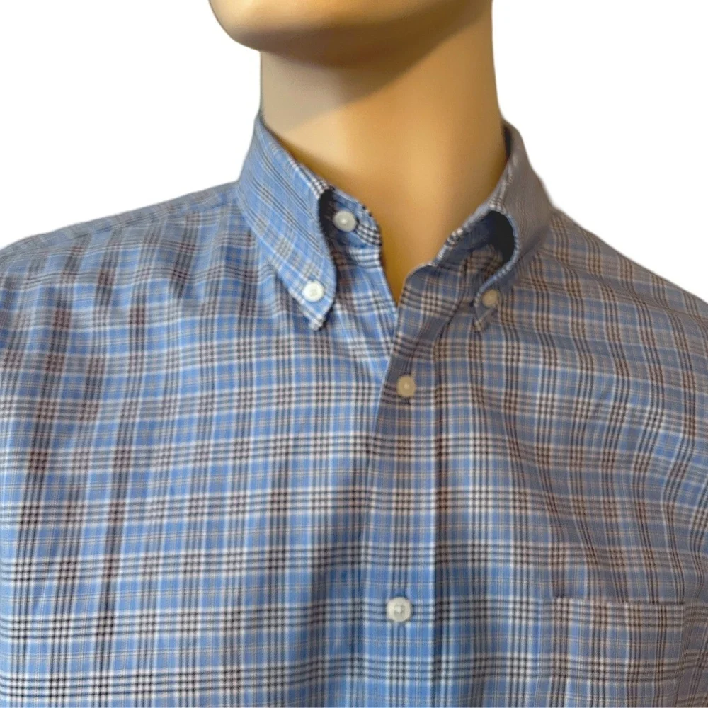 Bobby Jones Long Sleeve Shirt Dress Casual Sky Blue Plaid Button Down Collar - Picture 10 of 15